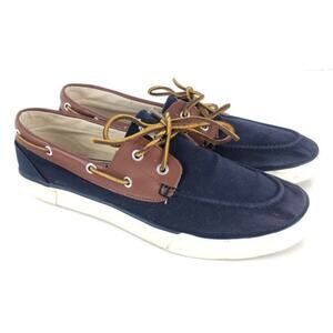 Polo Ralph Lauren RYLANDER Navy Blue Brown Boat Shoe Loafer Casual Slip On sz 8M